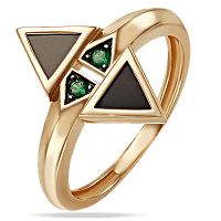Золотое кольцо с агатом и нанокристаллами 030011