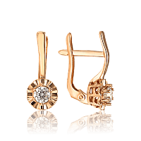 Золотые серьги с фианитом английская застежка 035823