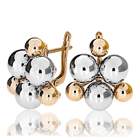 Золотые серьги с шариками в белом и красном золоте Вселенная 031719