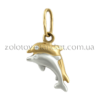 Золотой подвес Дельфины с цирконием 62026