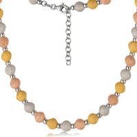 Серебряное колье с разноцветными шариками 07039