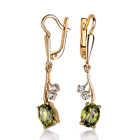 Серьги с хризолитом в красном золоте Эстелла 033529