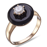 Золотое кольцо с агатом и фианитом 028644