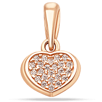 Подвеска Сердце в красном золоте с фианитами 038996