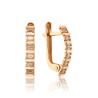 Золотые серьги с прямоугольными фианитами 034608