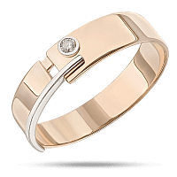 Золотое обручальное кольцо в оригинальном исполнении с фианитами 035666