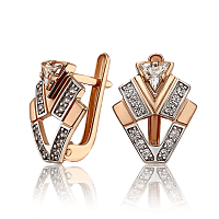 Серьги из комбинированного золота с английским замком 033656