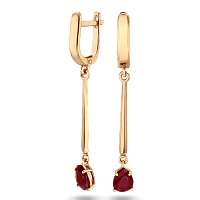 Красивые золотые серьги подвески с рубином 036947