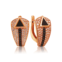 Золотые серьги с агатом фианитами и нанокристаллами 030017