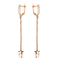 Золотые серьги висячие цепочки Звездочка 035858