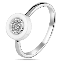 Женское серебряное кольцо из керамики и фианитов Коло 039404