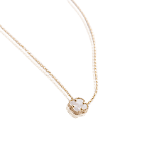 Золотая цепочка с подвеской Клевер с перламутром 035325