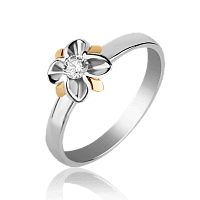 Кольцо из белого золота с бриллиантом 1095/1
