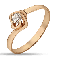 Золота каблучка для заручин з діамантом Особлива 034655