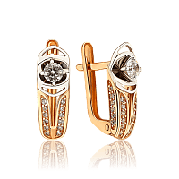 Серьги из красного и белого золота с россыпью фианитов 036151