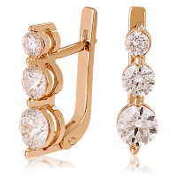 Золотые серьги с цирконием 023397