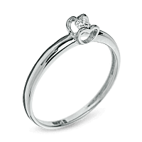Кольцо из белого золота с бриллиантом Сердца R0692