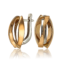 Сережки из комбинированного золота Иллюзия 034070