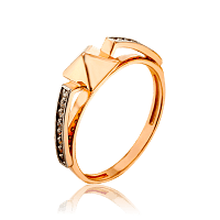Золотое кольцо с фианитами Пирамида 033595