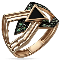 Золотое кольцо с агатом и нанокристаллами 030012