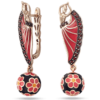 Золотые серьги Кармелита с сапфирами и эмалью 039165