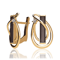 Золотые серьги с агатом и фианитами 031730