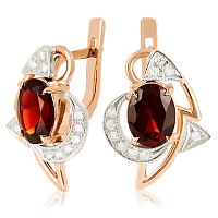 Золотые серьги с гранатом 023541
