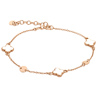 Золотой браслет Клевер и монетки с белой эмалью, универсальный размер 037696