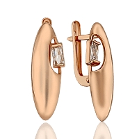 Глянцевые золотые серьги с фианитом Белла 033359