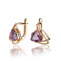 Золотые серьги с аметистовой вставкой Венесуэла 033512