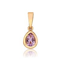 Золотой кулон Капля с аметистом 036444