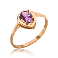 Золотое кольцо с аметистом Капля 036446