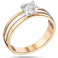 Обручальное кольцо в красном и белом золоте с бриллиантом 039651