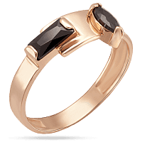 Золотое кольцо Мери с чёрными фианитами багетовой огранки 038941