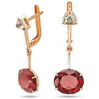 Серьги золотые Love Cherry с корундом и кварцем 039171