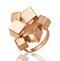 Стильное золотое кольцо Кубики 030077