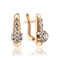 Серьги в комбинированном золоте Звездочка с фианитом 032538