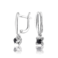 Золотые серьги из белого золота с сапфиром и бриллиантом 025376