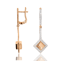 Золотые серьги с белыми фианитами 031704