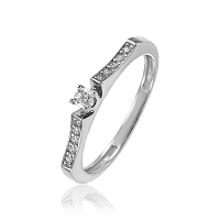 Женское кольцо из белого золота с россыпью фианитов 033446