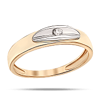 Кольцо с бриллиантом в комбинированном золоте 035517