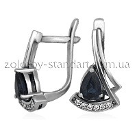 Золотые серьги с сапфиром и бриллиантами 21134/1