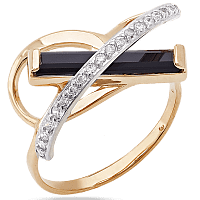 Золотое кольцо с агатом и фианитами 028623