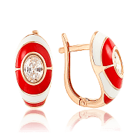 Ювелирные сережки золотые с цветной эмалью 033854