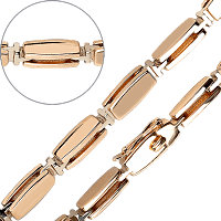 Литая золотая цепь ручной работы в красном золоте 032013