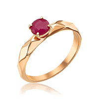 Утонченное кольцо с рубином в красном золоте 036598