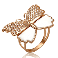 Золотое кольцо Бабочка с эмалью и фианитами 033373