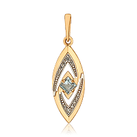 Золотой подвес с топазом и фианитами в классическом стиле 036222