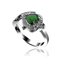 Золотое кольцо с бриллиантами и изумрудом 030430