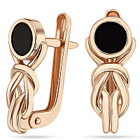 Золотые серьги повседневные с агатом 035248